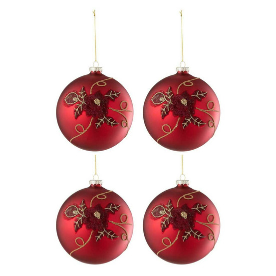 Lot de 4 boules de noël fleurs