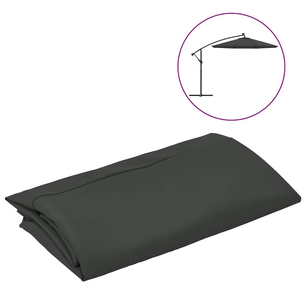 Tissu de remplacement pour parasol déporté anthracite 350 cm