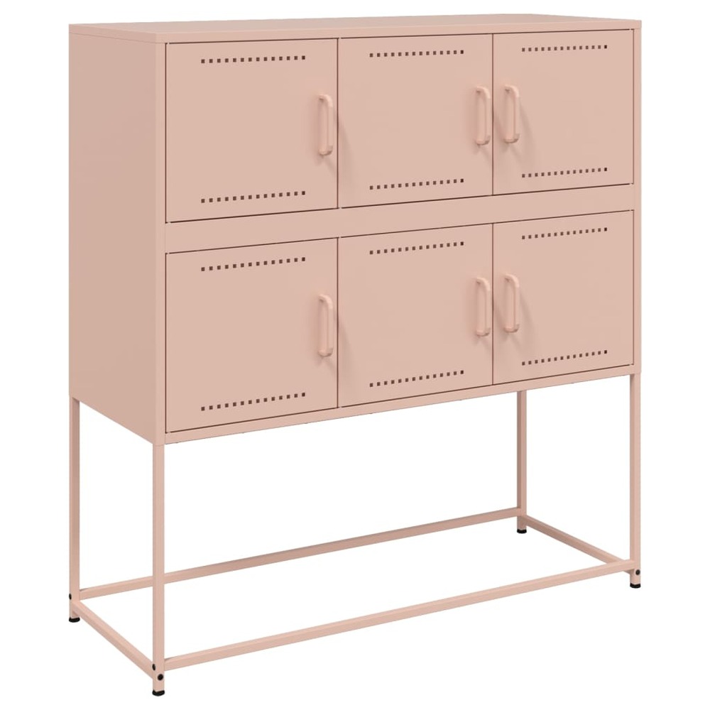 Buffet bahut commode armoire meuble de rangement organisateur cuisine salle de séjour salon 100,5 x 39 x 107 cm acier rose 02