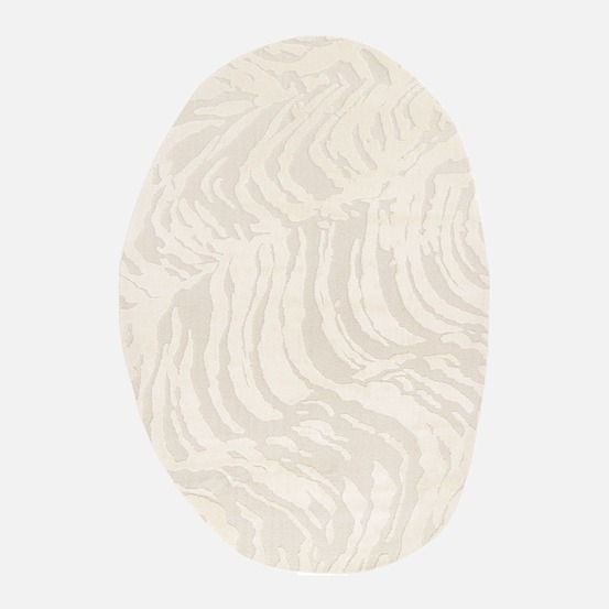 Tapis intérieur organique forme de galet motif avec relief crème julianne