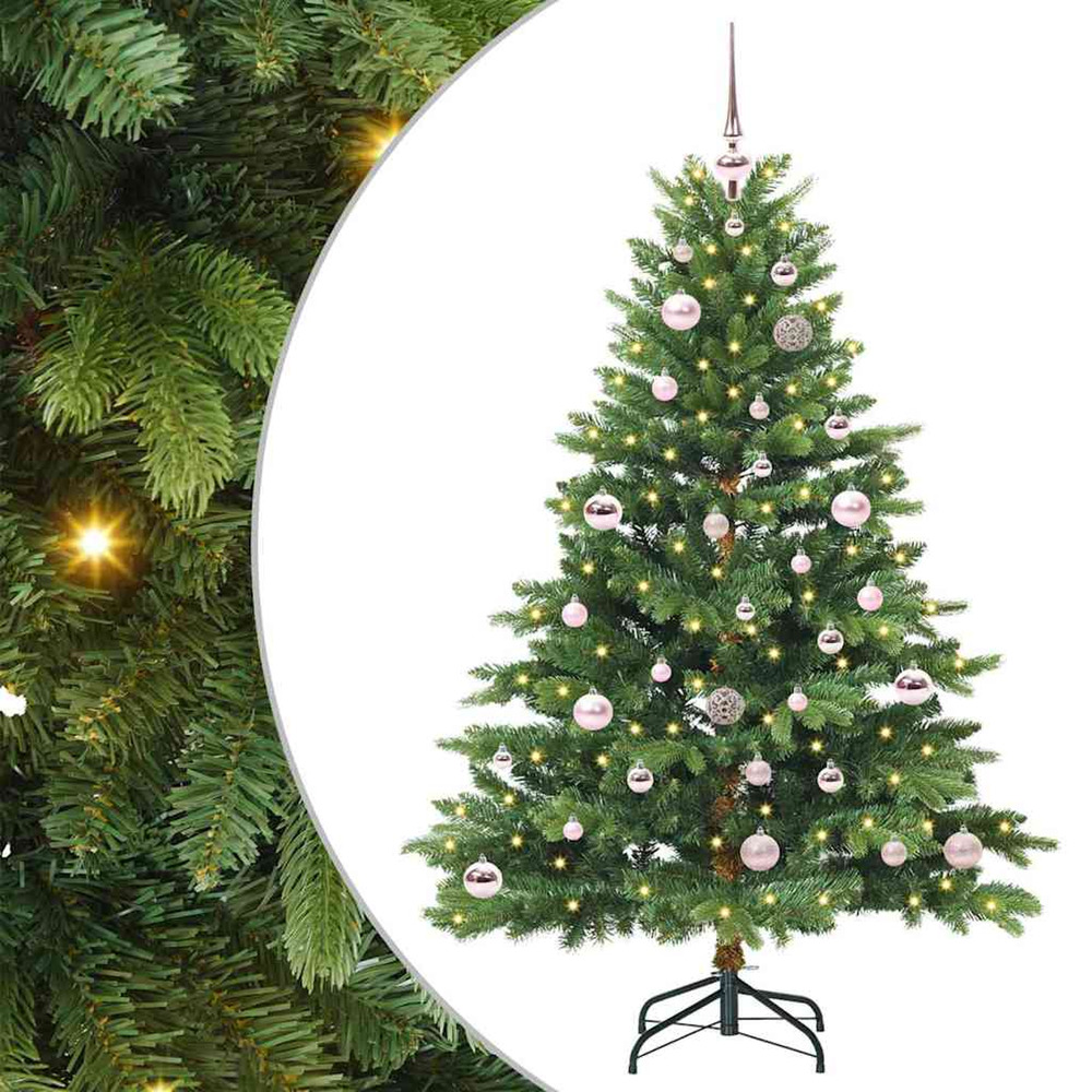 Sapin de noël artificiel avec 150 led vert 150 cm pe et pvc