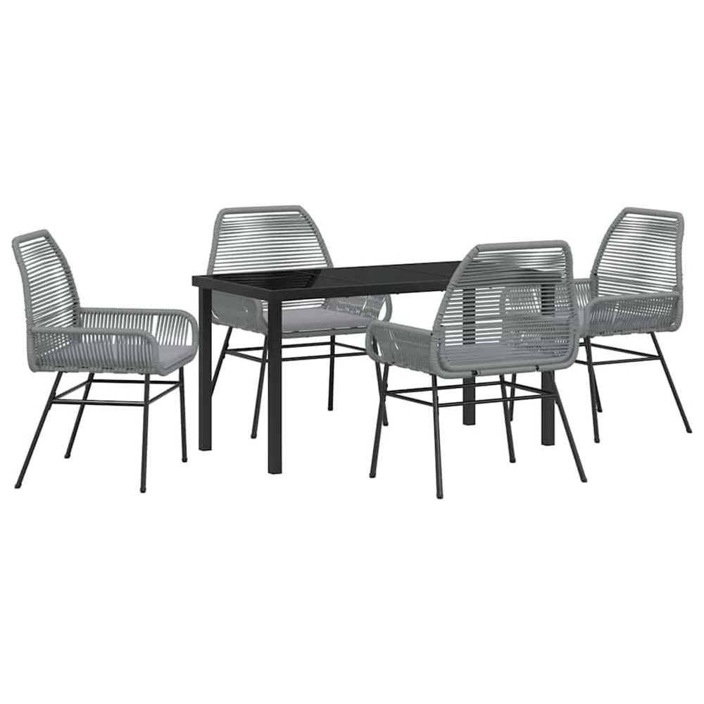 Ensemble de salle à manger pour jardin 5 pcs gris polyrotin