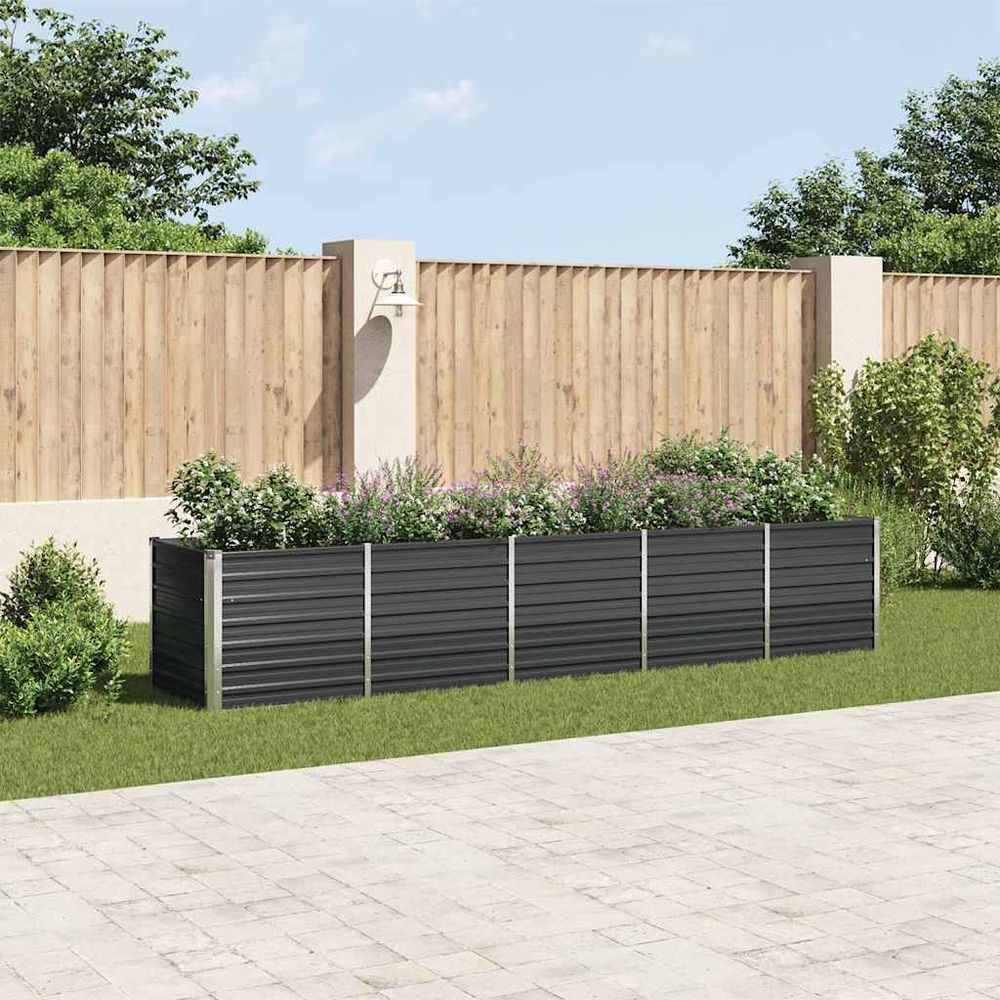 Bac potager haut acier galvanisé jardin anthracite 400x80x77 cm