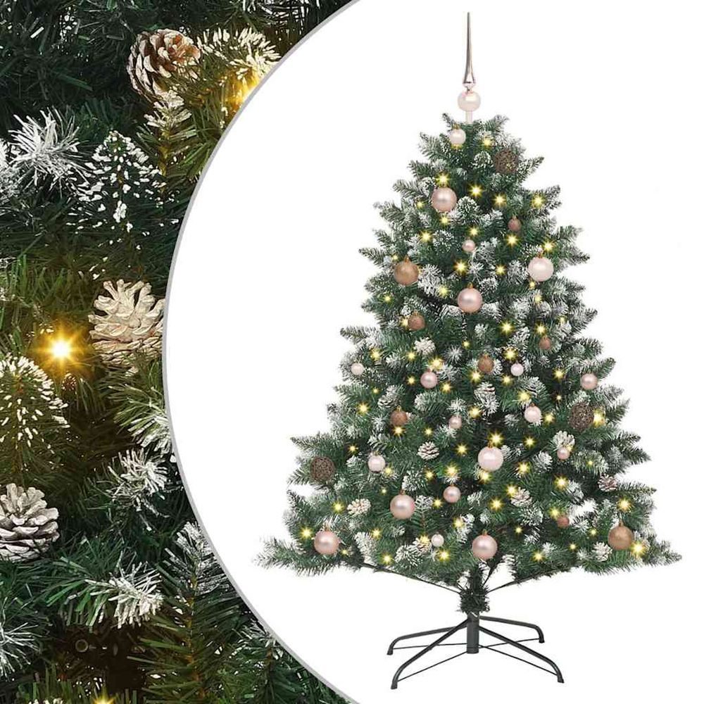 Sapin de noël artificiel vert 150 cm pvc, plastique et acier