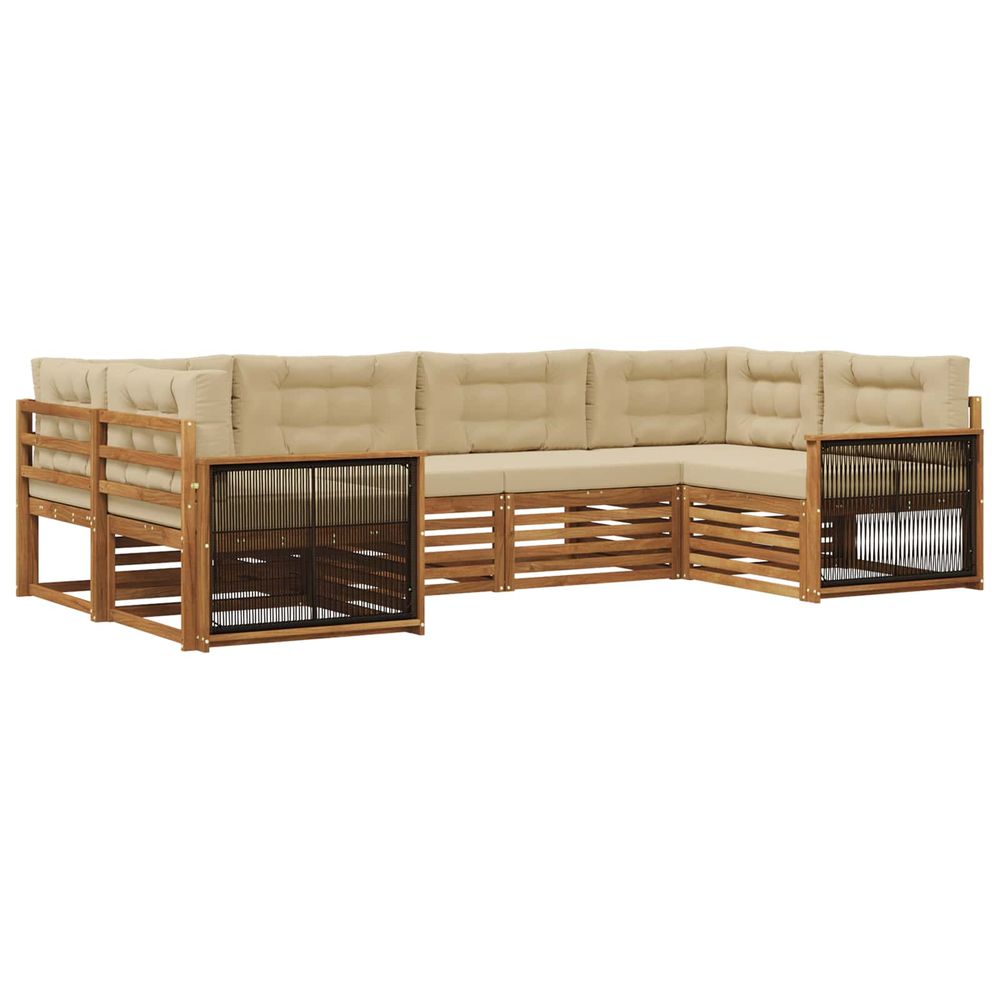 Ensemble de canapés d'extérieur 6 pc naturel et beige