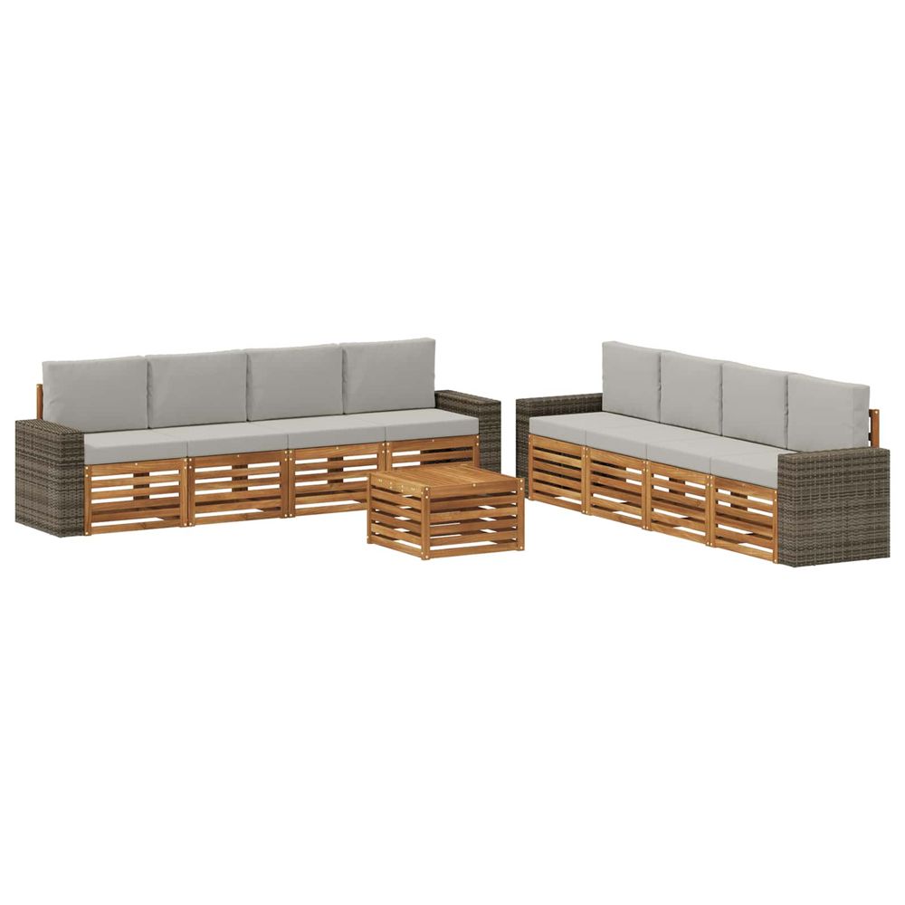 Ensemble de canapés d'extérieur 9 pc naturel et gris clair