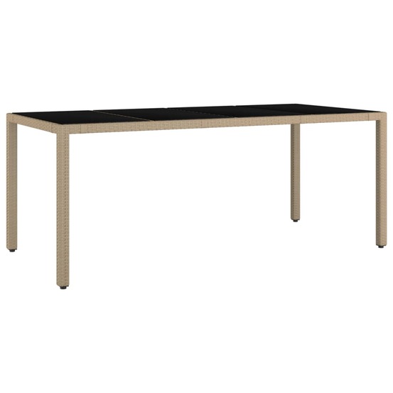 Table de jardin plateau en verre résine tressée verre trempé