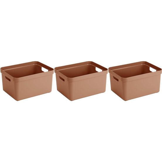 Boite de rangement sigma home box 32 l (lot de 3) terracotta