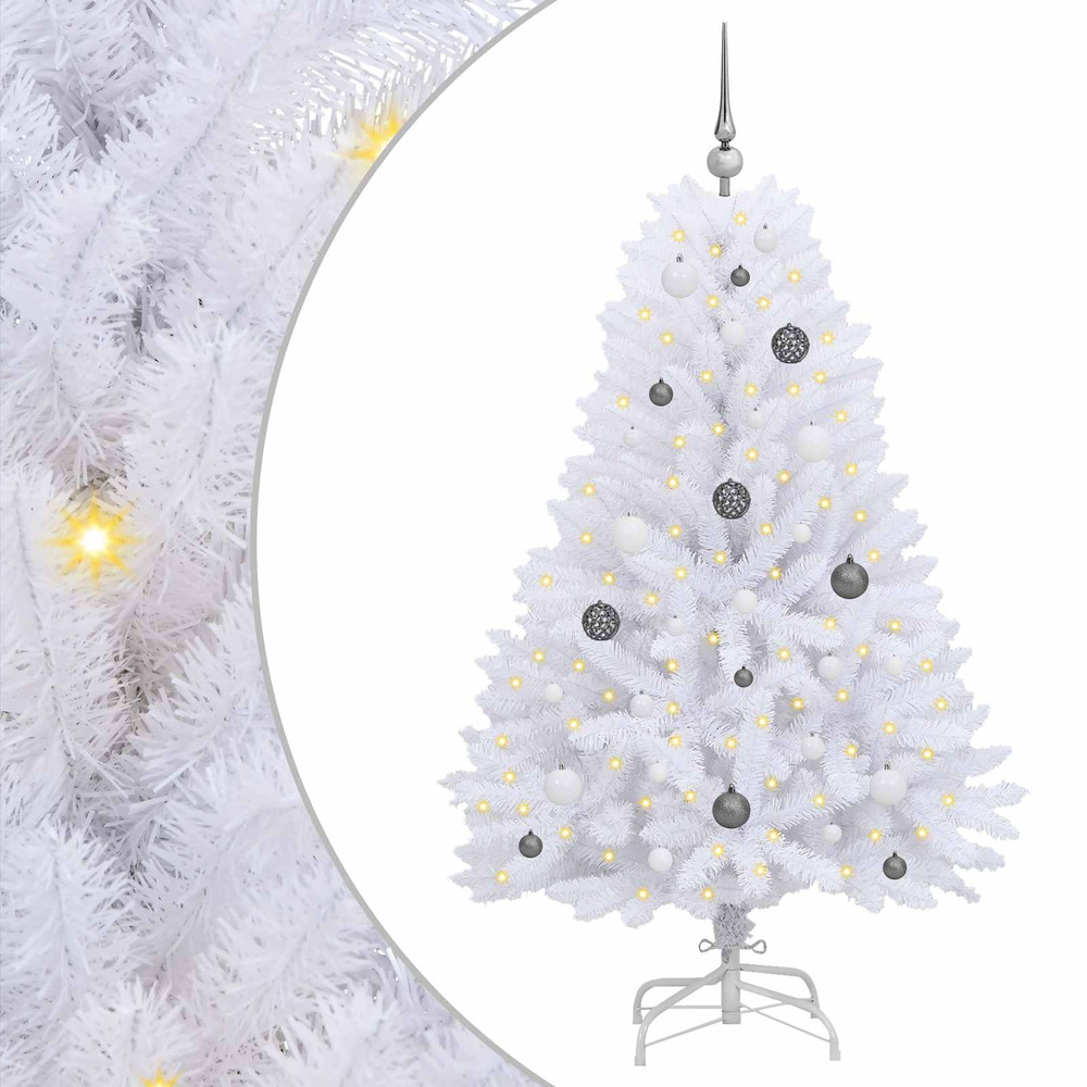 Sapin de noël artificiel blanc 80 x 80 x 150 cm pvc et métal