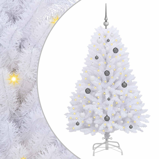 Sapin de noël artificiel blanc 80 x 80 x 150 cm pvc et métal