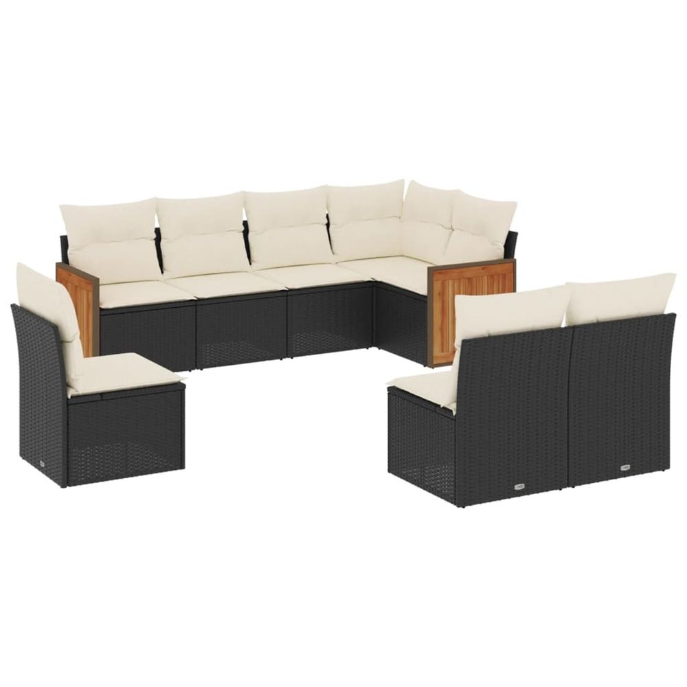 Salon de jardin 8 pcs avec coussins noir résine tressée