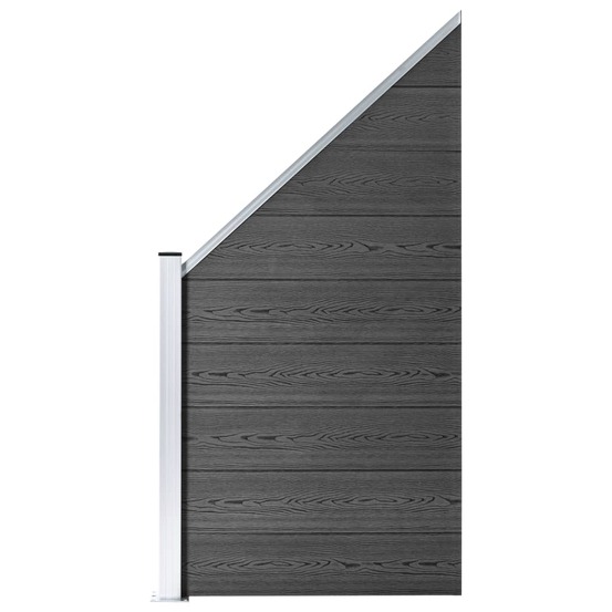 Ensemble de panneau de clôture wpc 619x(105-186) cm noir