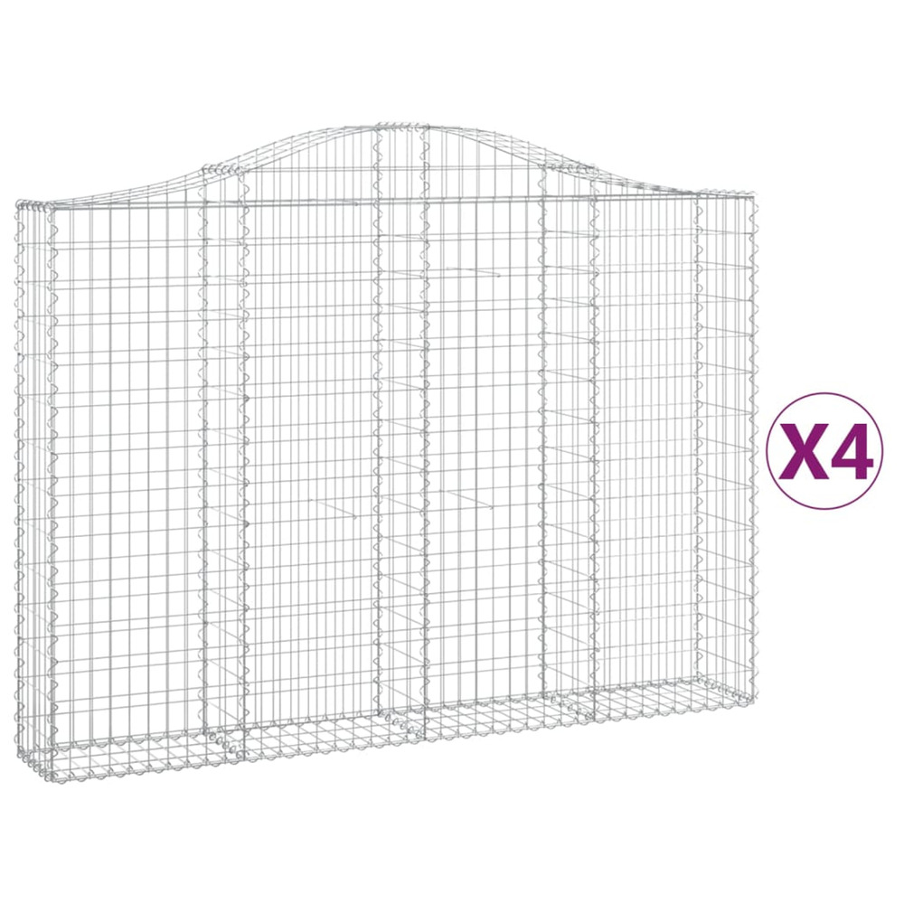 Paniers à gabions arqués 4 pcs 200x30x140/160 cm fer galvanisé