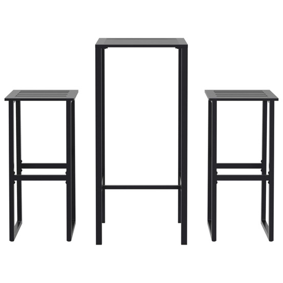 Ensemble de bar de jardin 3 pcs noir acier enduit de poudre