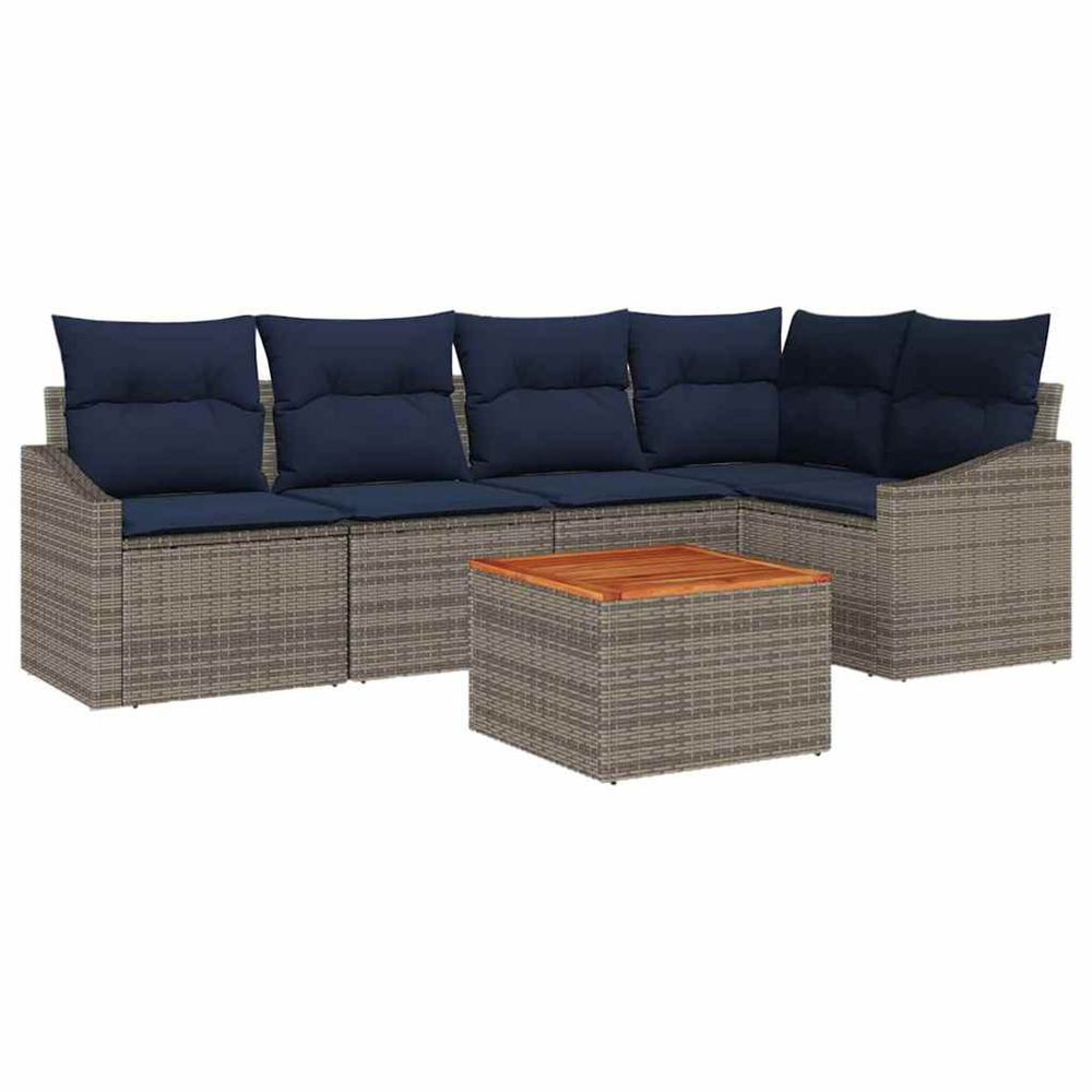 Ensemble de canapé de jardin 6 pcs gris et bleu marine