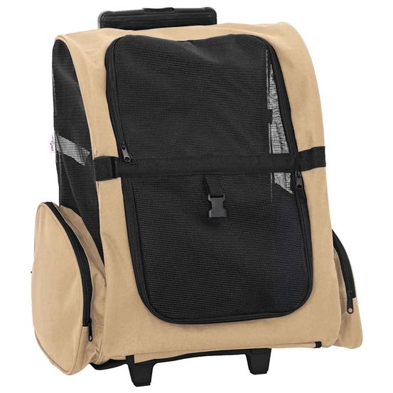 Chariot de transport 3 en 1 tissu oxford pour chien et chat voyage sable