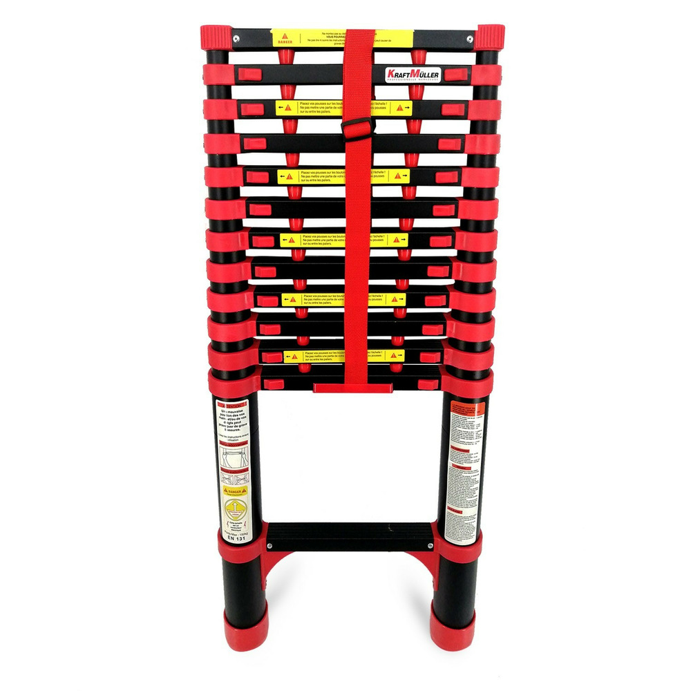 Échelle télescopique kraft müller 2,6m en aluminium bricolage pliable extensible unique droite multi-fonction, charge 150 kg