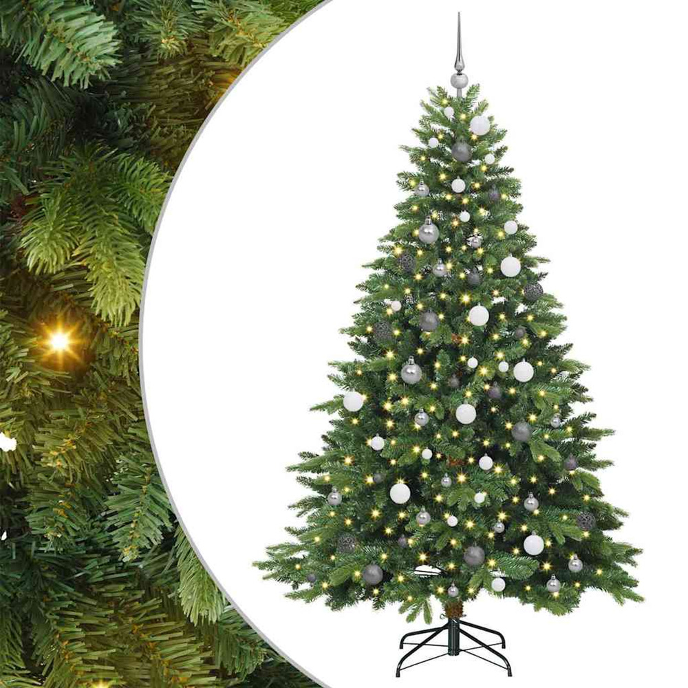 Sapin de noël artificiel avec 300 led vert 210 cm pe et pvc