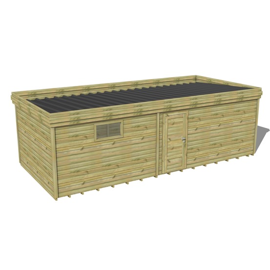 Abri de jardin bois pin traité autoclave 27mm - 8,19x3,44m / 28m2 - bac acier - plancher bois