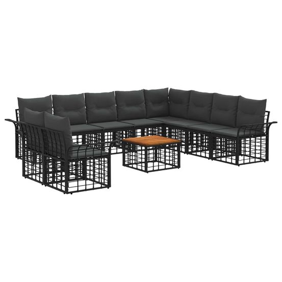 Ensemble de canapés d'extérieur 11 pc noir et gris foncé