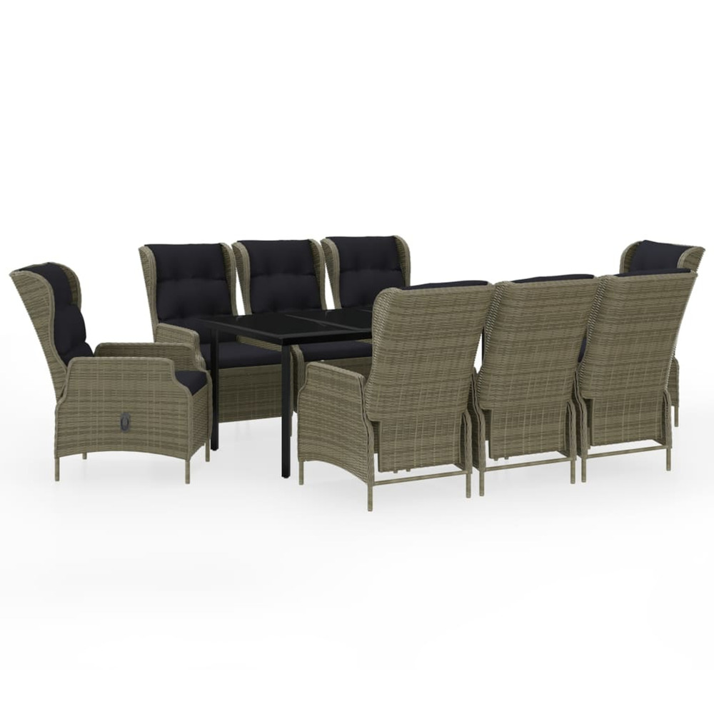 Ensemble à manger de jardin 9 pcs marron