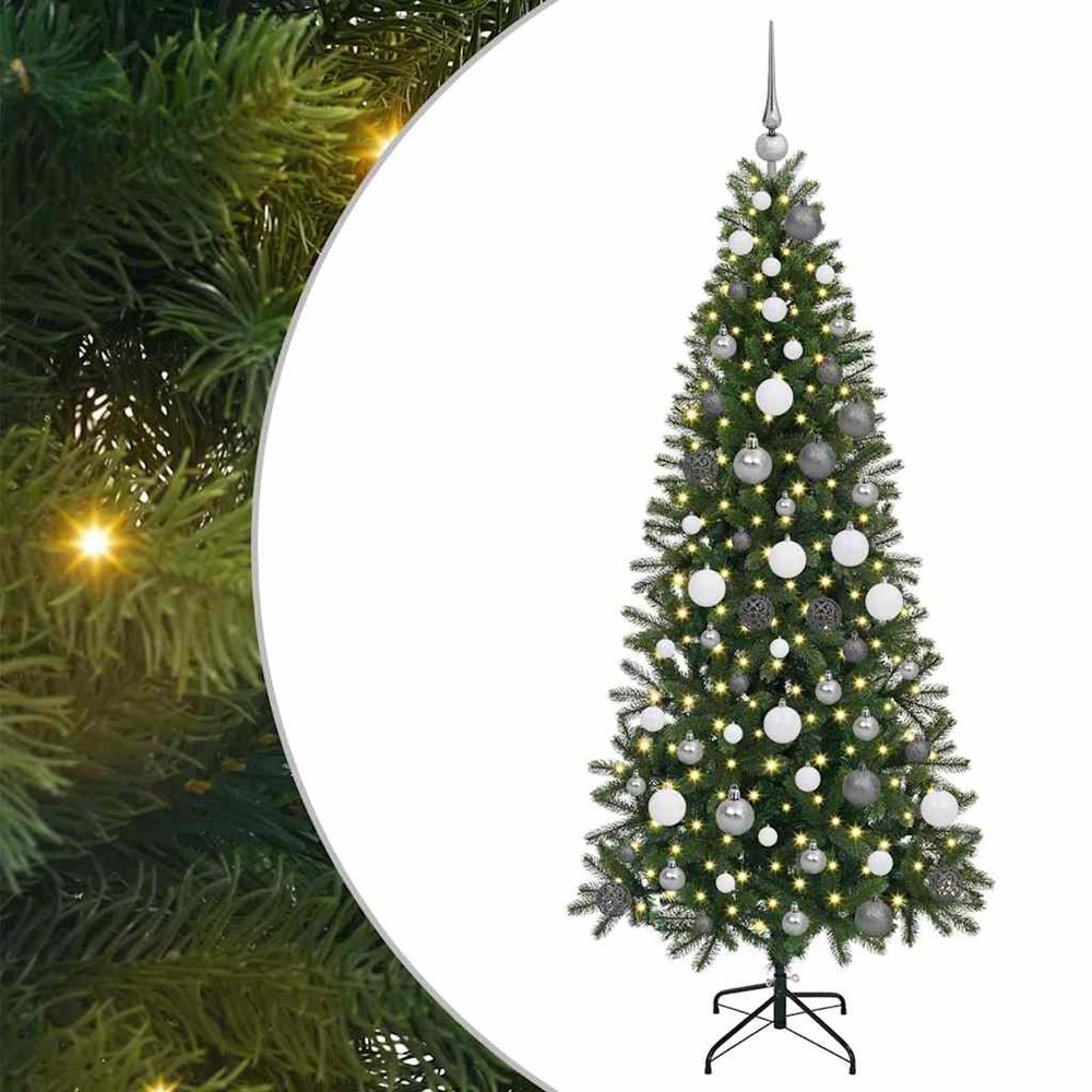 Sapin de noël artificiel avec 300 led vert 180 cm pe et pvc
