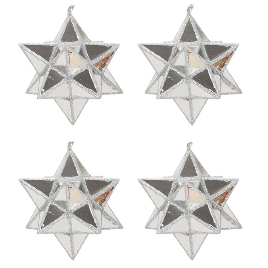 Set de 4 etoiles de noel argent