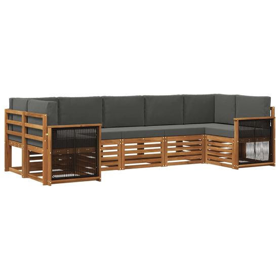 Ensemble de canapés d'extérieur 6 pc naturel et anthracite