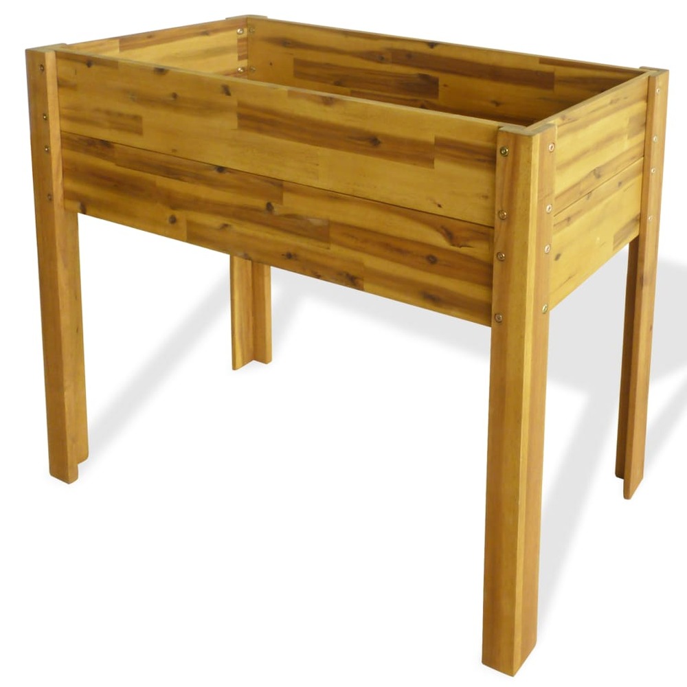 Jardinière lit surélevé plantes fleurs jardin bois massif 84 cm d'acacia