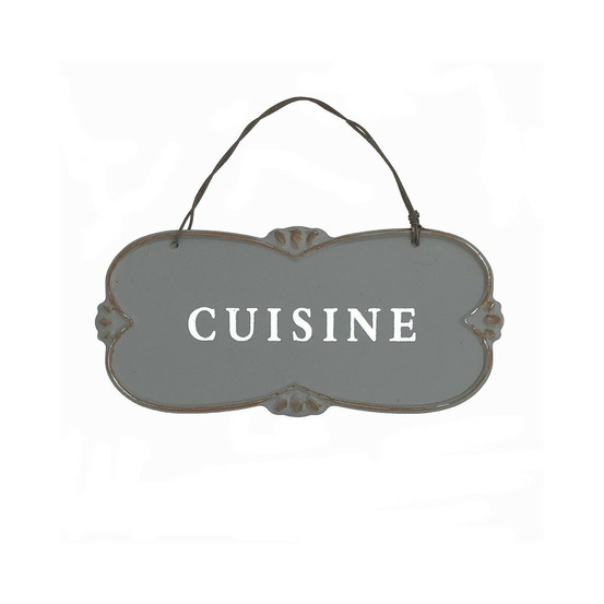 Plaque de porte décorative vintage cuisine fer gris 22x10cm