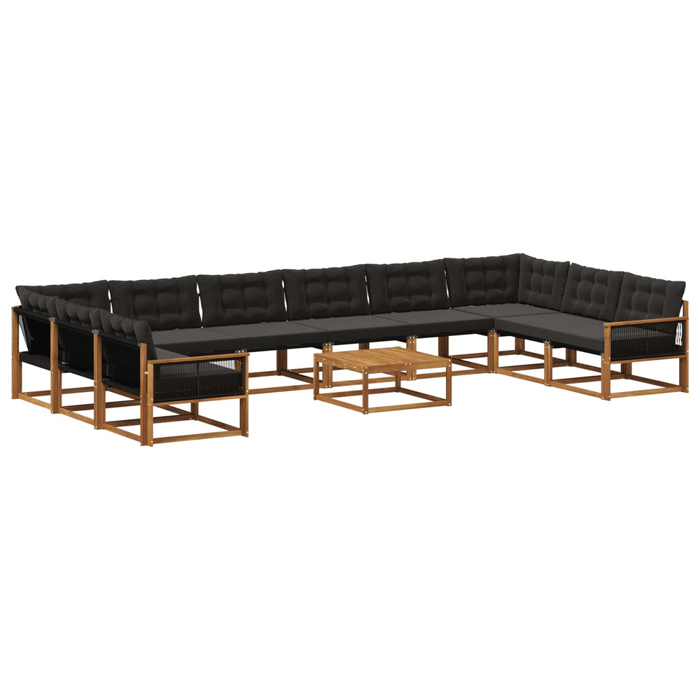 Ensemble de canapés d'extérieur 11 pcs naturel et noir