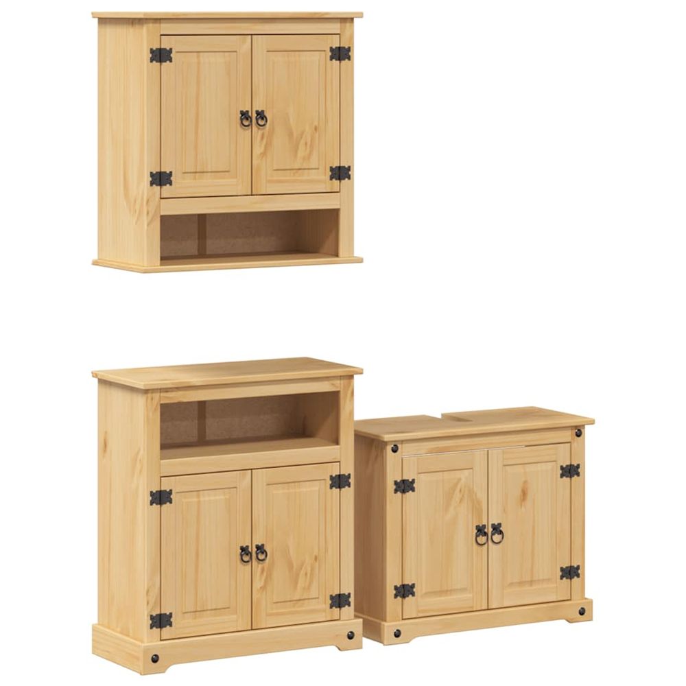 Ensemble de meubles salle de bain 3 pcs corona bois pin massif