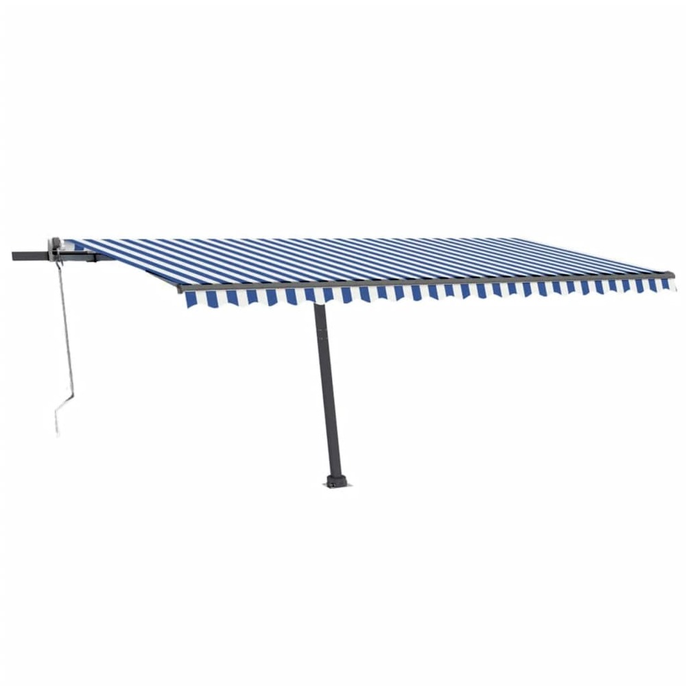 Auvent automatique capteur de vent/led 500x300 cm bleu et blanc