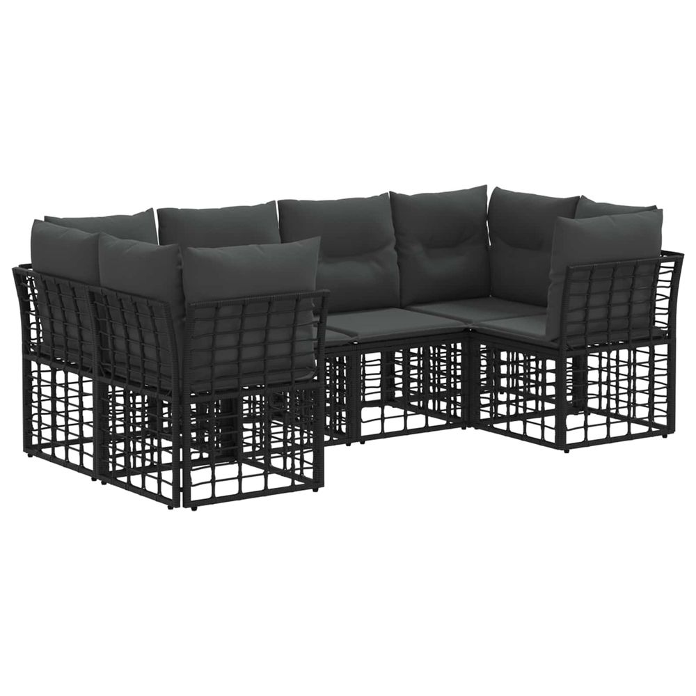 Ensemble de canapés d'extérieur 6 pc noir polyester
