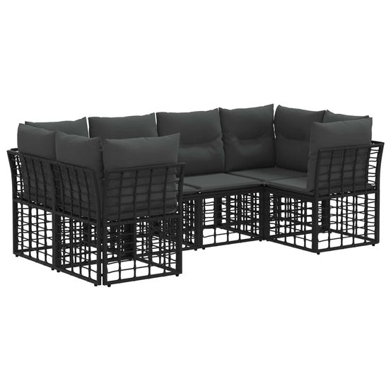 Ensemble de canapés d'extérieur 6 pc noir polyester