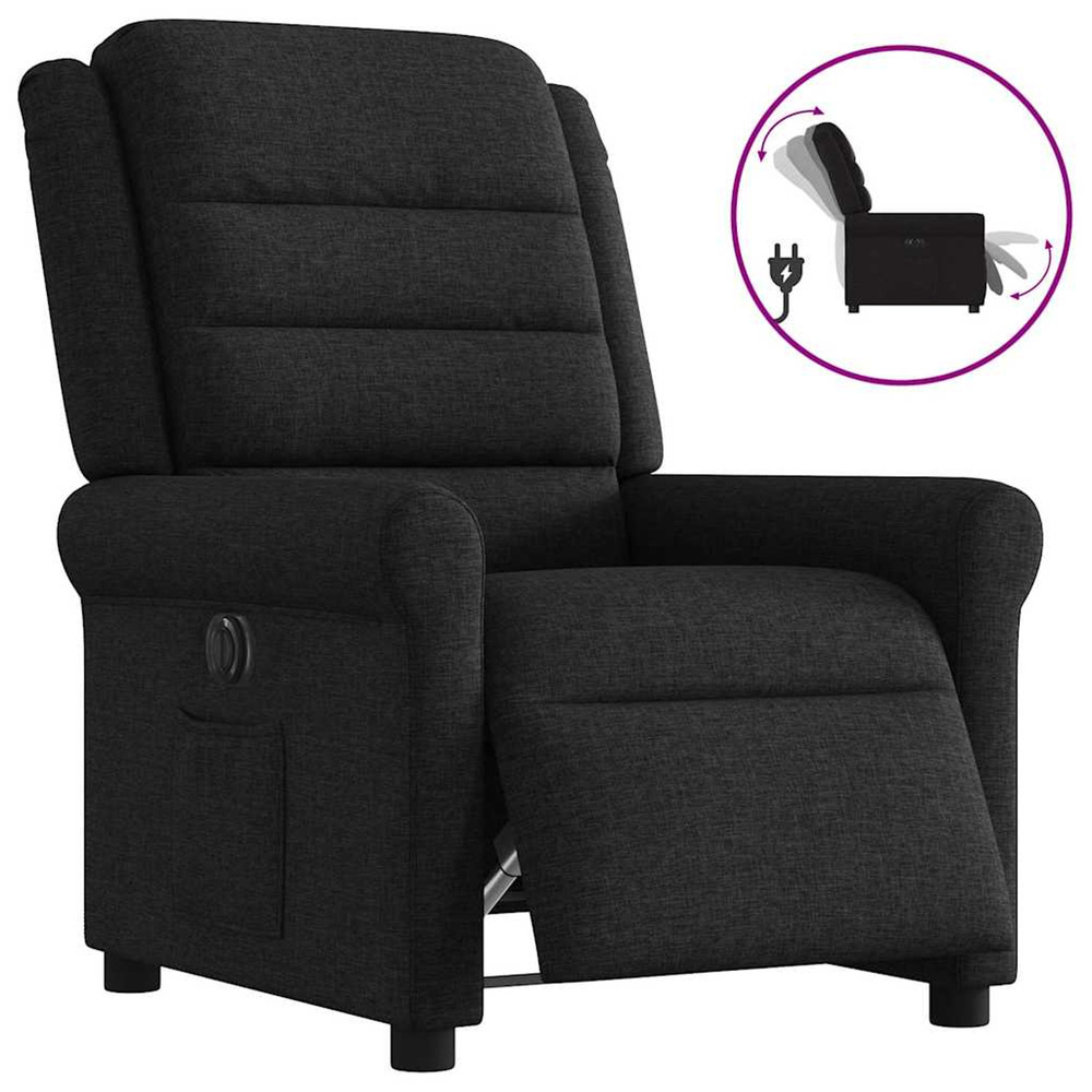 Fauteuil inclinable électrique noir tissu