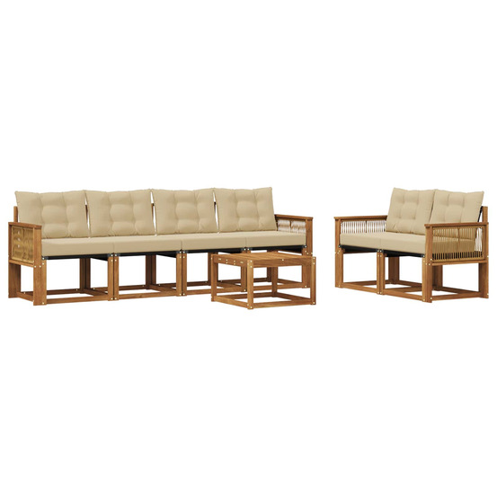Ensemble de canapés d'extérieur 7 pcs naturel et beige