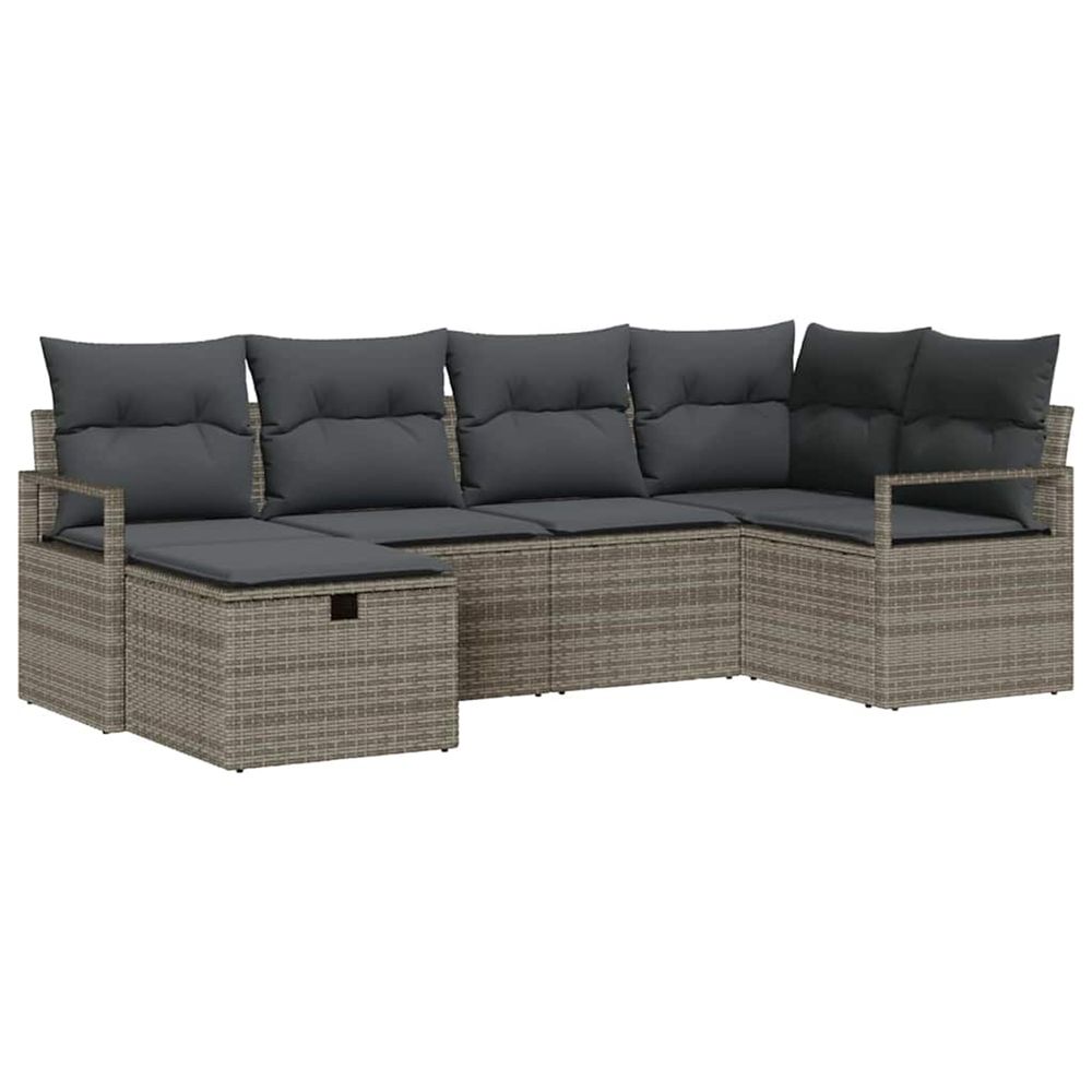 Ensemble de canapé de jardin 6 pc gris polyrotin