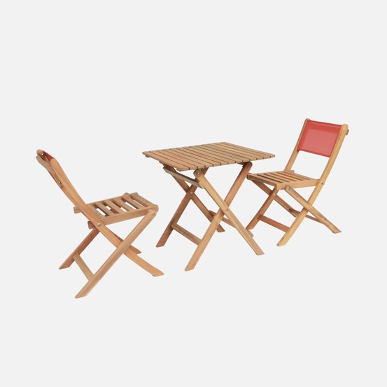 Table de jardin bistrot enfant bois d'acacia + 2 assises - elise