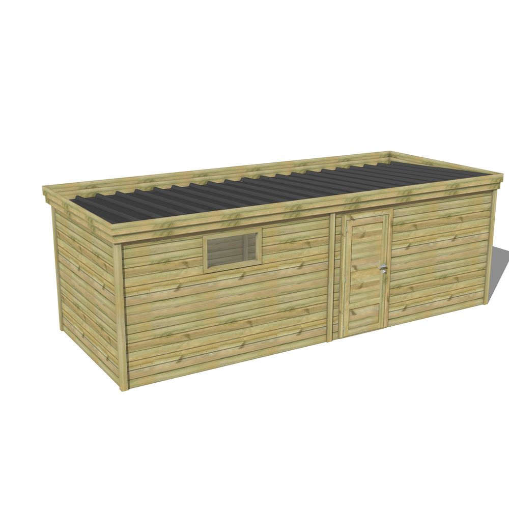 Abri de jardin bois pin traité autoclave 27mm - 6,795x2,64m / 18m2 - bac acier - abri français
