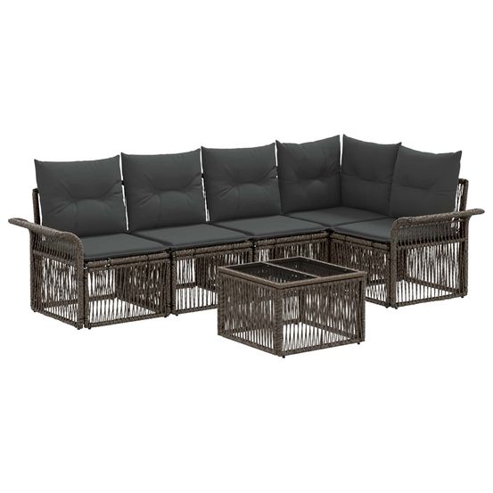 Ensemble de canapé de jardin 6 pc gris polyrotin