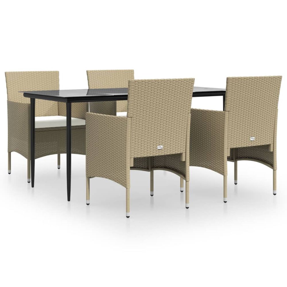 Ensemble à manger de jardin coussins 5 pcs beige/noir