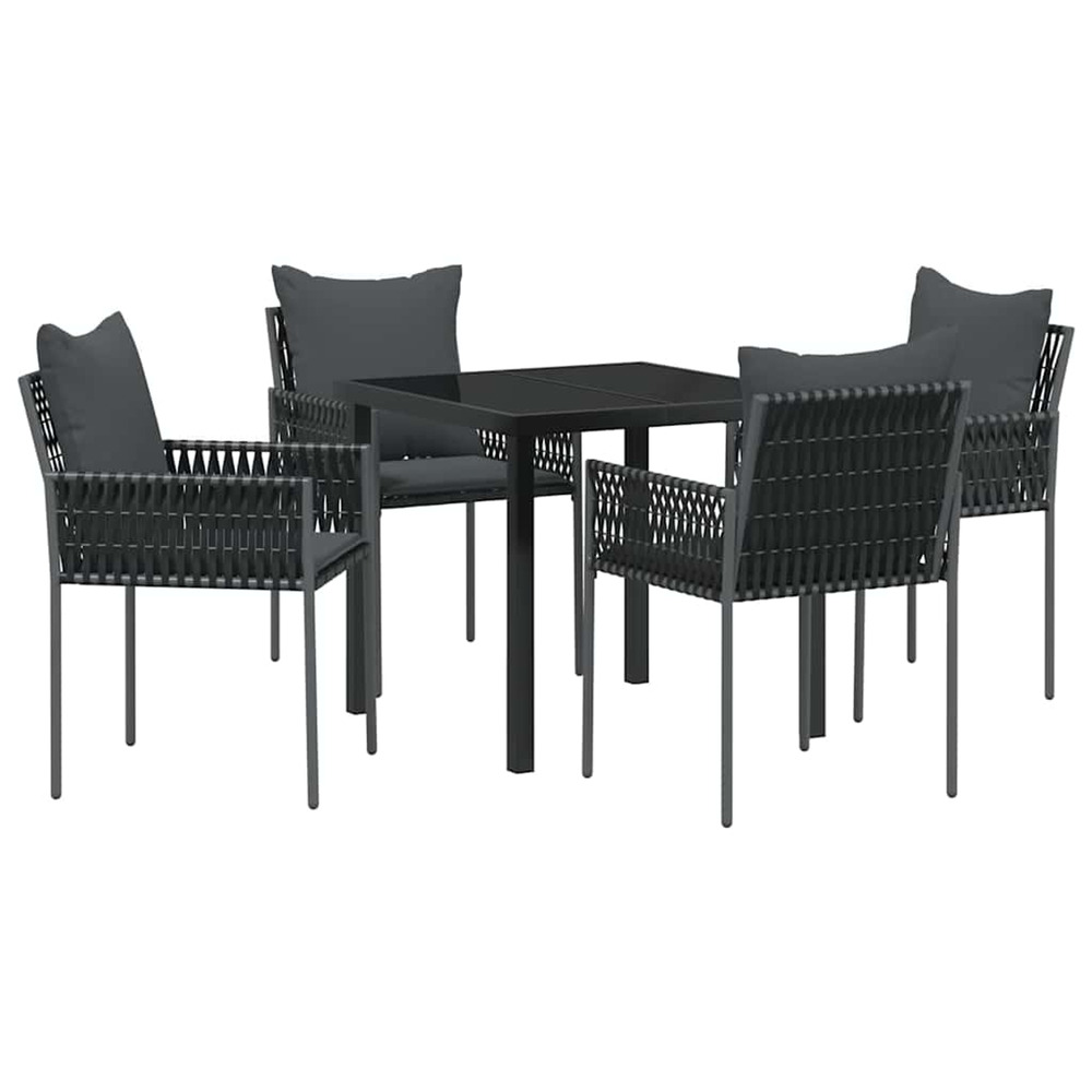 Ensemble de salle à manger pour jardin 5 pcs noir poly rotin