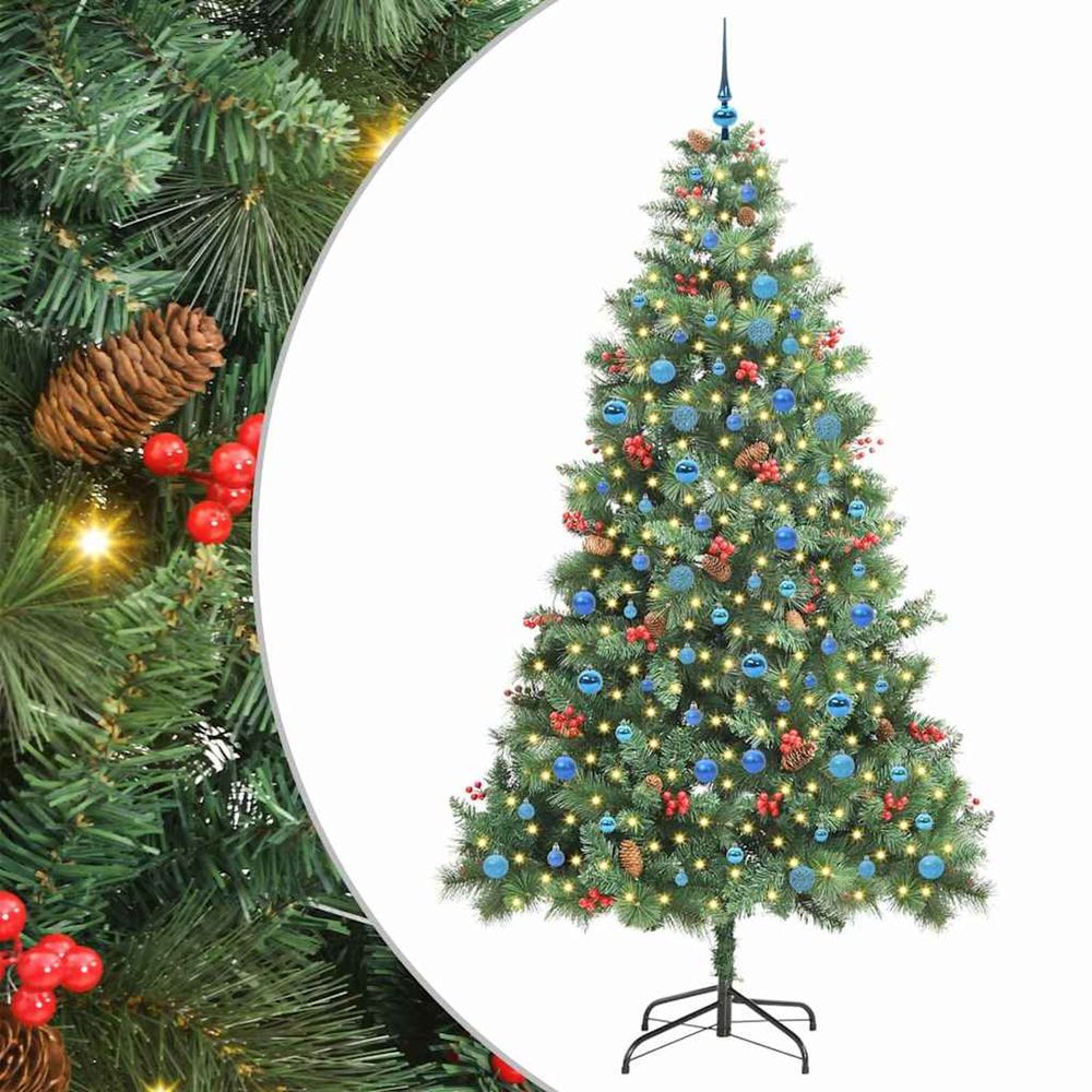 Sapin de noël artificiel 300 led blanc chaud pvc et métal vert