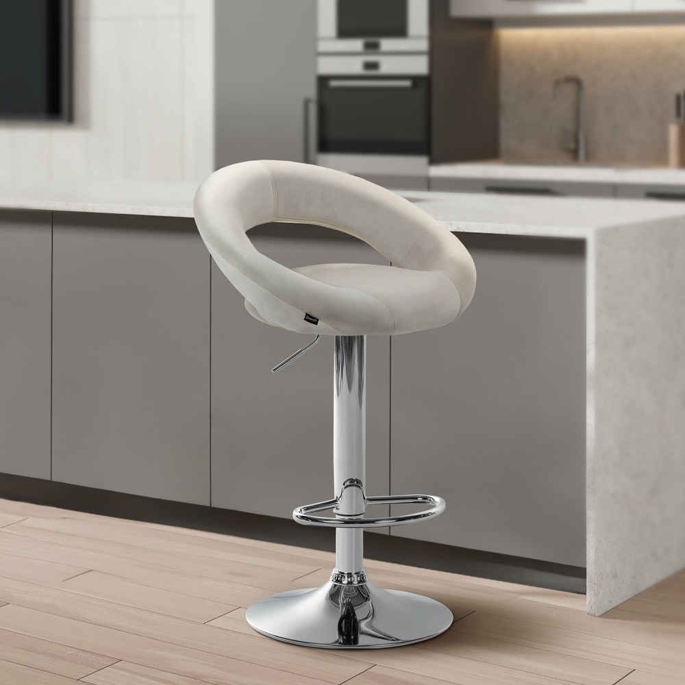 Tabouret de bar olinda velours chromé