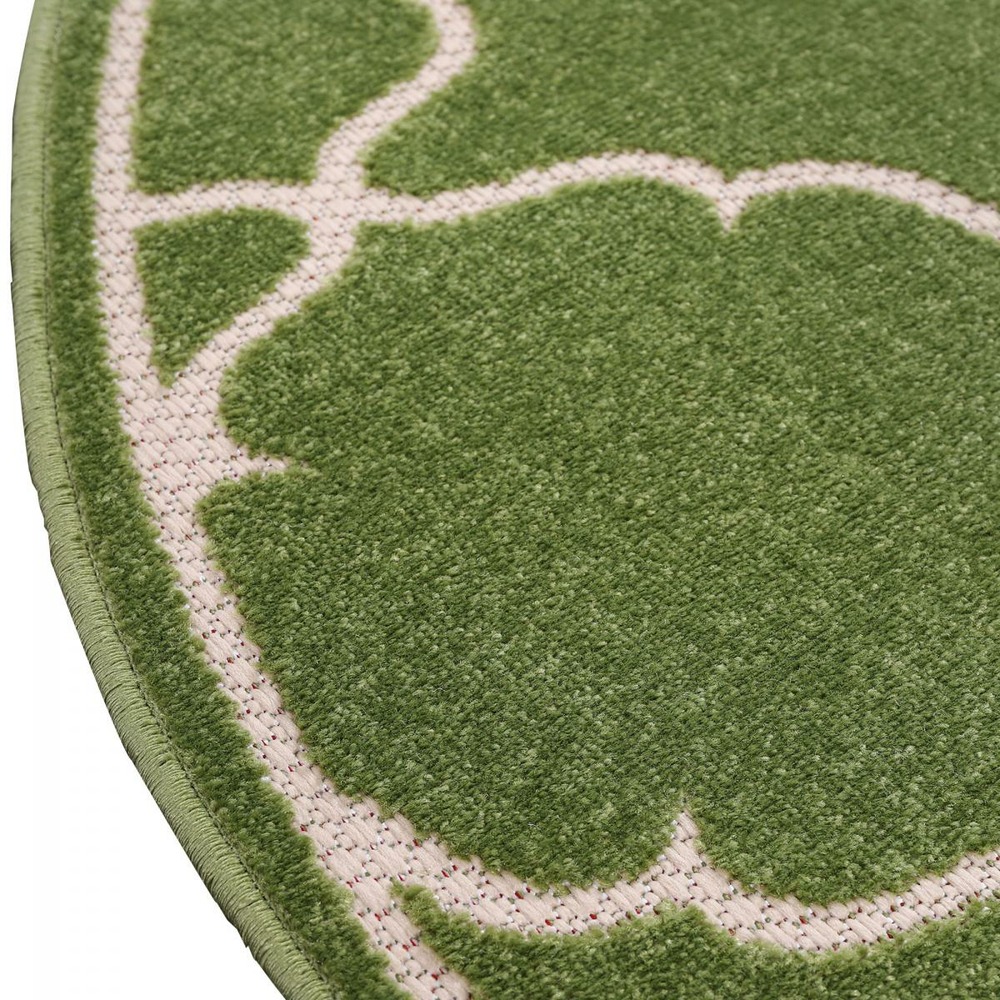 Tapis rond d'extérieur ø200cm tissé kilim vert kuma