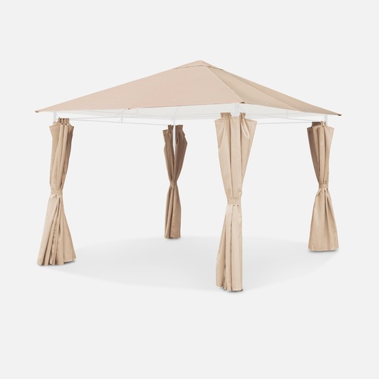 Ensemble complet toile de toit et rideaux pour tonnelle 3x3m elusa - toile de rechange pergola, toile de remplacement