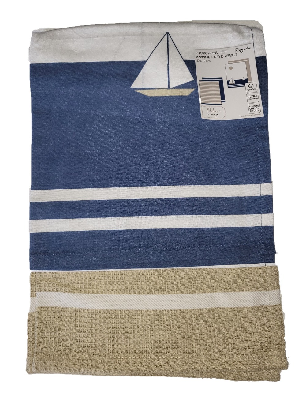 Lot de 2 torchons bateau regate