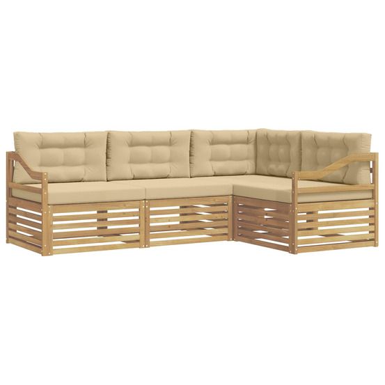 Ensemble de canapés d'extérieur 4 pc blanc et beige polyester