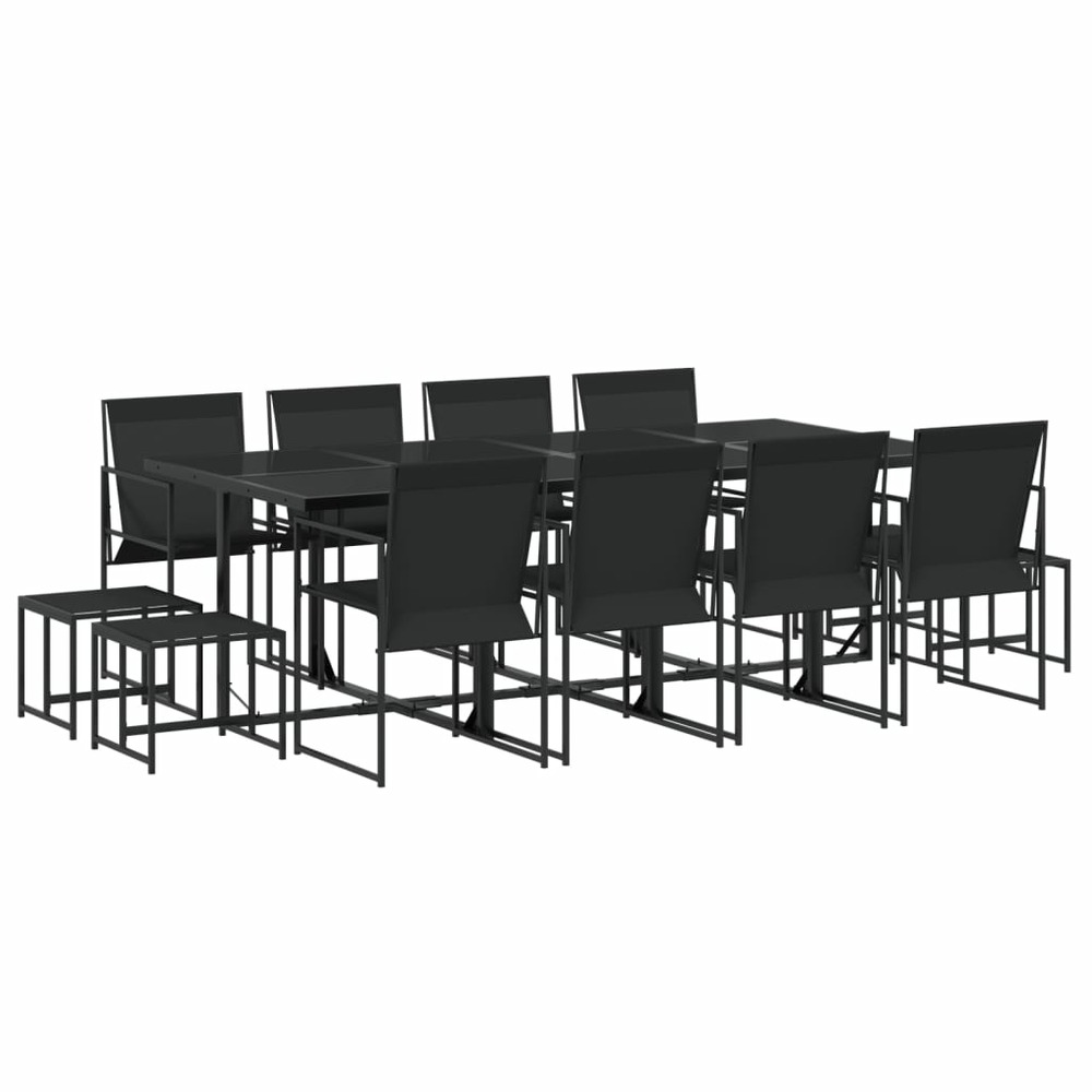 Ensemble à manger de jardin 13 pcs noir textilène